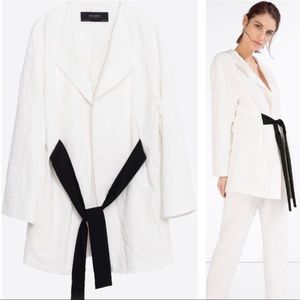 Nwt Zara Off white Jacquard Textured Blazer